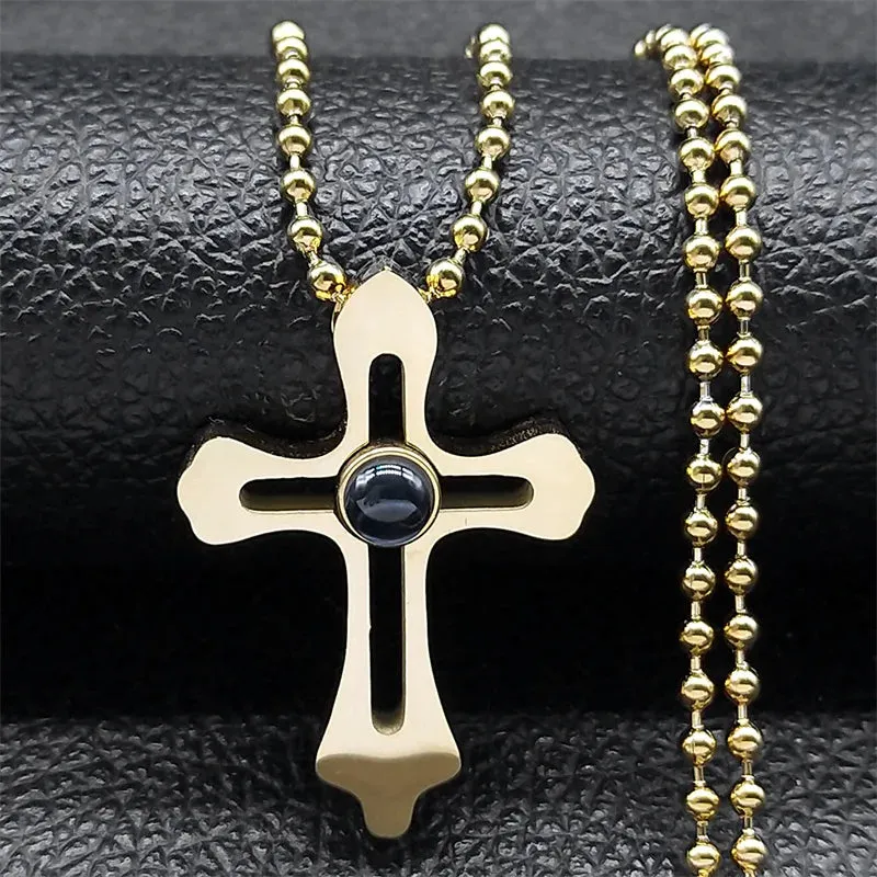 100 languages I love you Projection Cross Pendant Necklace for Women Men