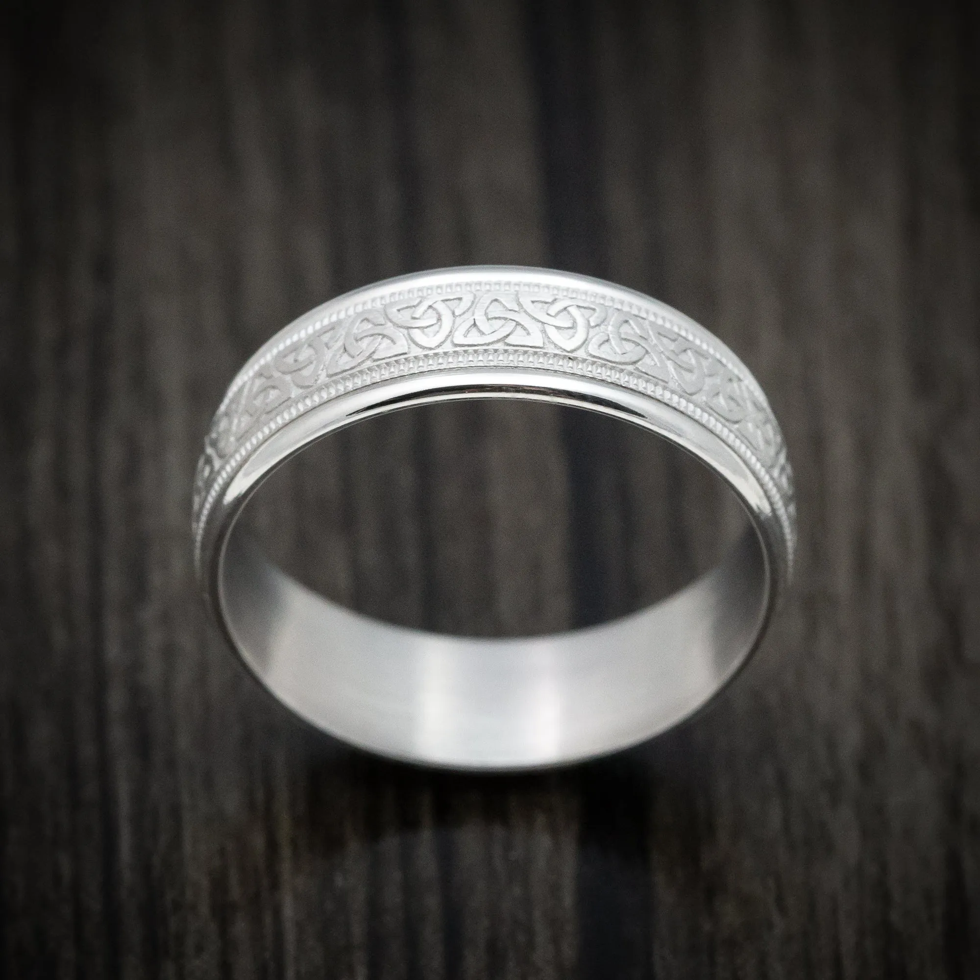 14K White Gold Classic Celtic Knot Wedding Men's Band