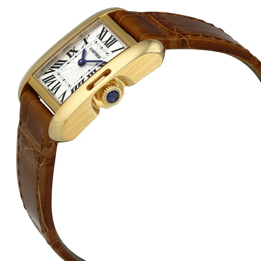 Cartier Tank Anglaise Small Silver Dial Ladies Brown Leather Strap Watch W5310028