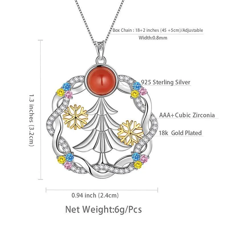 Christmas Tree Necklaces Pendant Jewelry Women Girls Christmas Gift Sterling Silver
