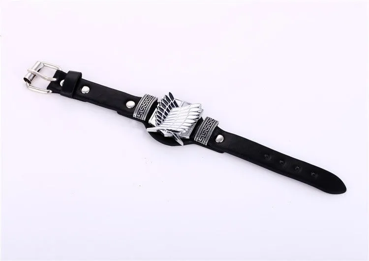 Cosplay Attack on Titan black bracelets fashion anime Punk bangles fashion gifts