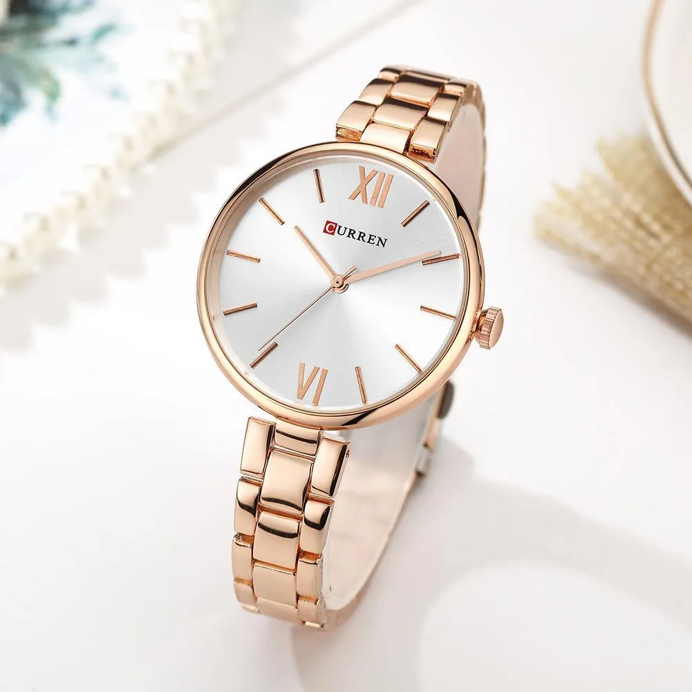 CURREN Original Brand Stainless Steel Band Wrist Watch For Women With Brand (Box & Bag)-9017