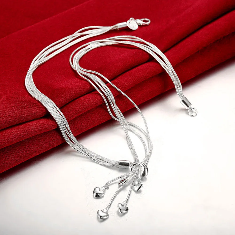 Fashion 925 Sterling Silver Necklaces For Women Jewelry Heart Choker Necklace Pendants Charm Minecraft