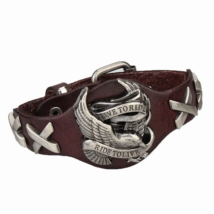 Genuine Leather Bracelets Cool Eagle fashion Men Women Bracelet Rock Punk Style Bracelet