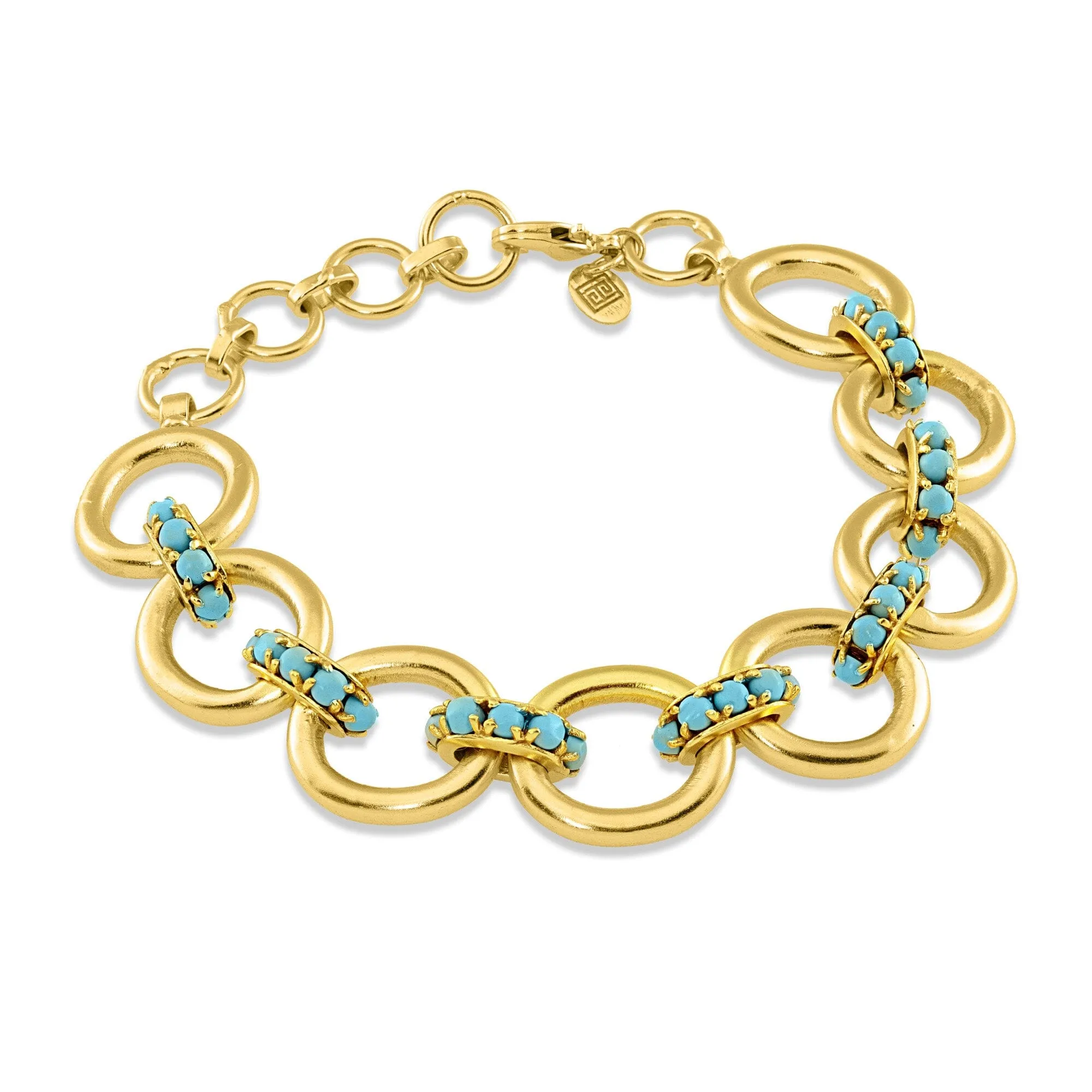 Gold Link Bracelet With Turquoise: The Aliza