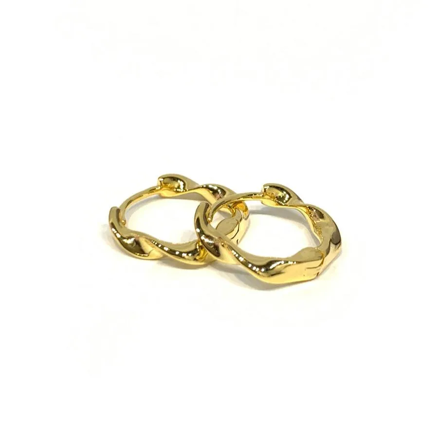 Gold Twist Huggie Hoop Earrings