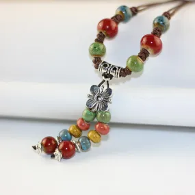 Handmade ceramic fashion simple collarbone chain long sweater chain
