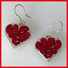 Heart Poppy Earrings Dangle