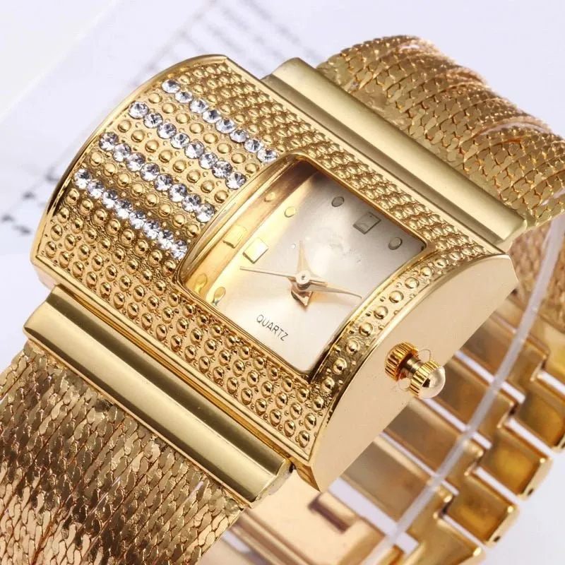 Luxury Gold Women's Bracelet Wrist Watche Strap Waterproof