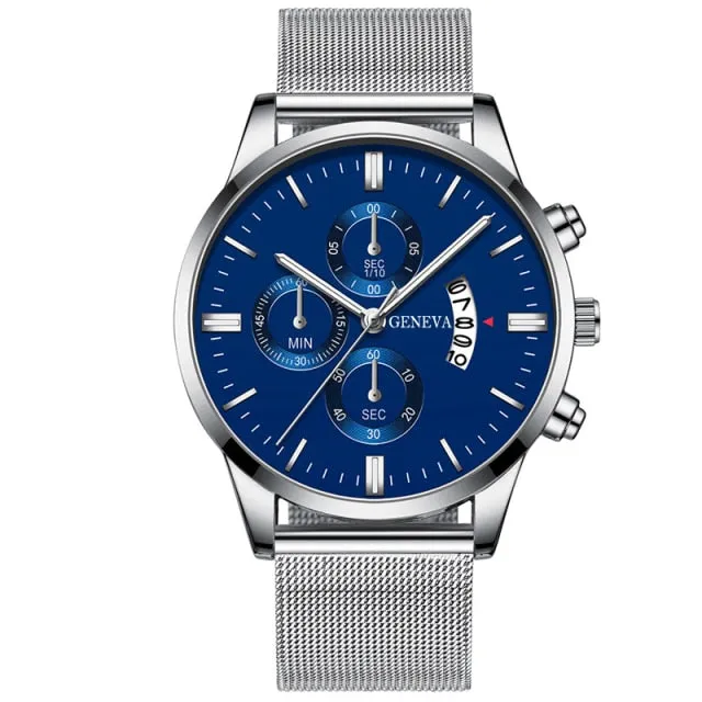 Luxury Watches Stainless Steel Mesh Belt Calendar Date Quartz Wristwatch