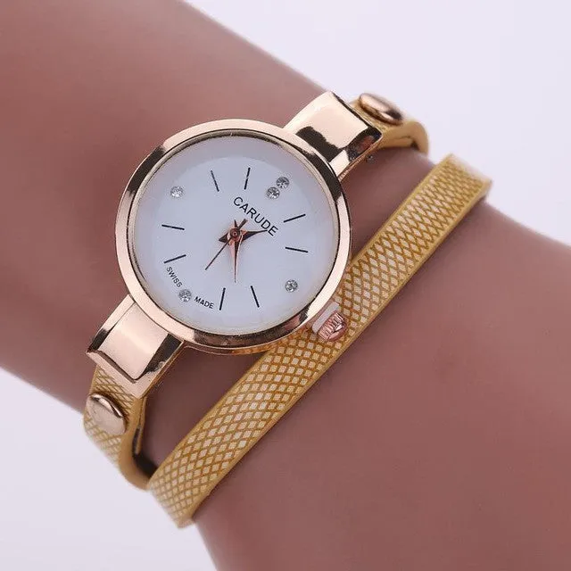 Quartz Fashion Leather Bracelet Ladies Watch