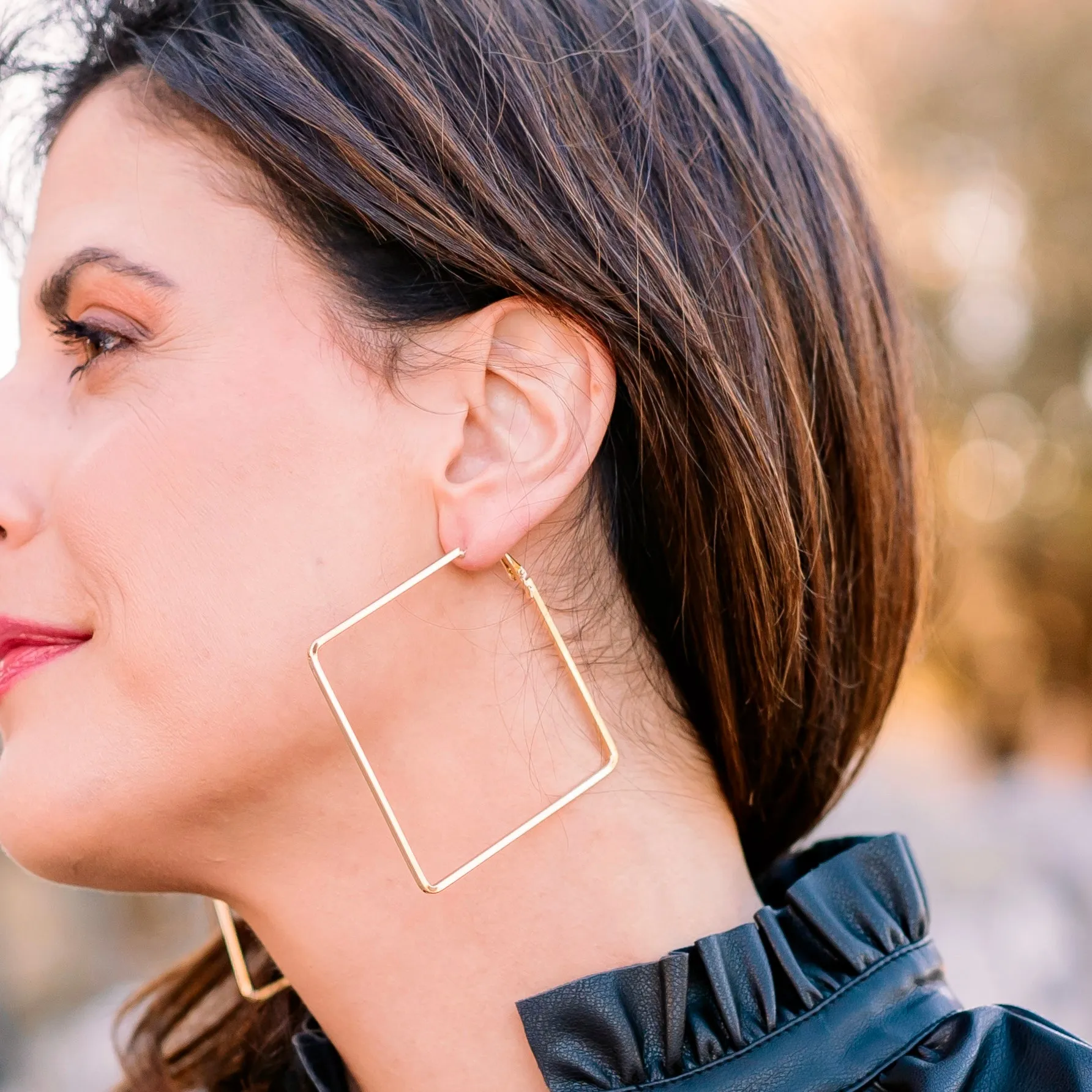 Season of Squares Gold Square Hoop Earrings