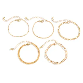 Stylish Cross-border Women's Gold Bracelet Set with Elegant Cuban Chain