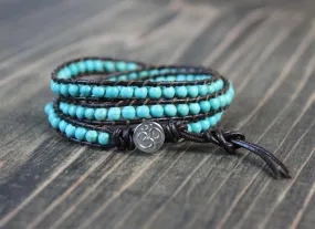 Triple Wrap Sterling OM button Wrap Bracelet